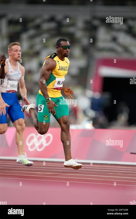 Yohan Blake running the 100 meters at the 2020 Tokyo Olympics Stock ...