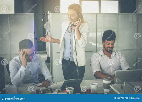 Business Woman Talking on Landline Phone. Business People. Stock Photo ...