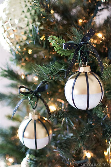 DIY Black, White, and Gold Ornaments - Homey Oh My