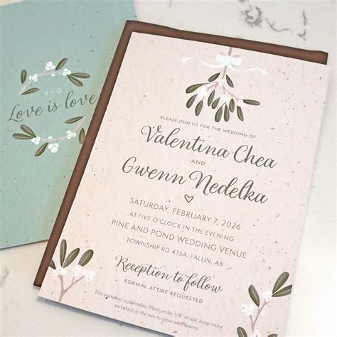 Mistletoe Seed Paper Wedding Invitations - Botanical PaperWorks