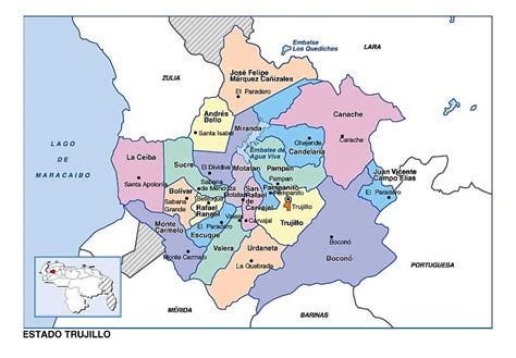 Mapa Politico del Estado Trujillo | Map, World map, Diagram