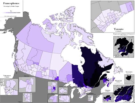 Map of native French speakers in Canada by municipality [2500x1923] : r/MapPorn