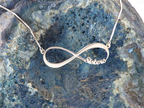 Sisters Necklace, Silver Infinity Name Necklace, Infinity name Charm - Tumblr Pics