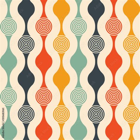 Retro seamless pattern - colorful nostalgic background design with ...