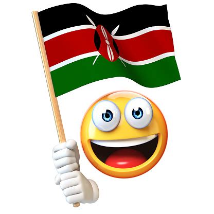 Emoji Holding Kenya Flag Emoticon Waving National Flag Of Kenya 3d ...