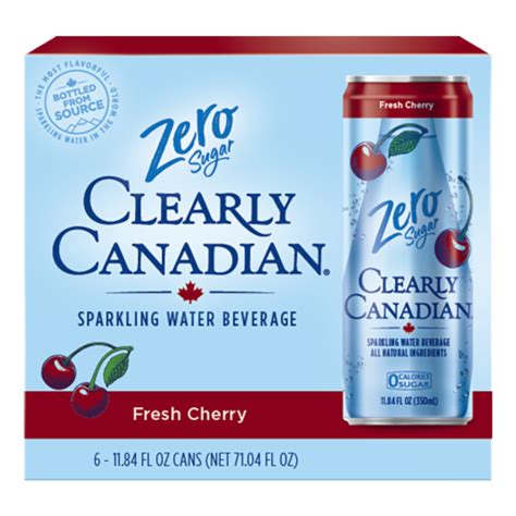 Clearly Canadian® Zero Sugar Fresh Cherry Flavored Sparkling Water Cans, 6 pk / 11.84 fl oz ...