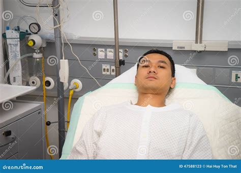 Man in hospital bed stock image. Image of happy, incision - 47588123