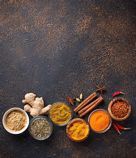 Traditional indian spices on rusty background containing paprika, cardamom | Food Images ...