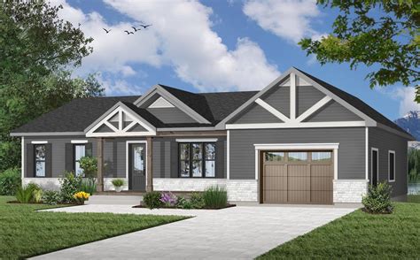 Rugged Ranch Home Plan With Attached Garage - 22477DR | Architectural ...