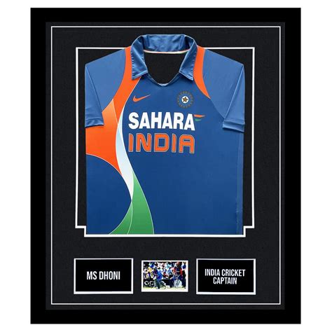 Signed MS Dhoni Framed Display - India Cricket Captain Shirt