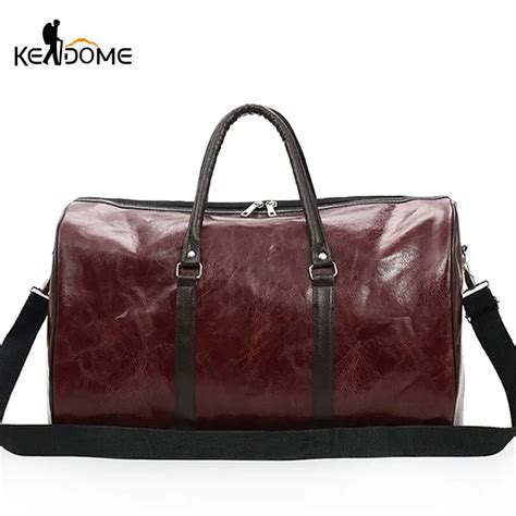 PU Leather Gym Bags Large Capacity Travel Bag Stylish Women Handbag Men Training Duffel Bags ...