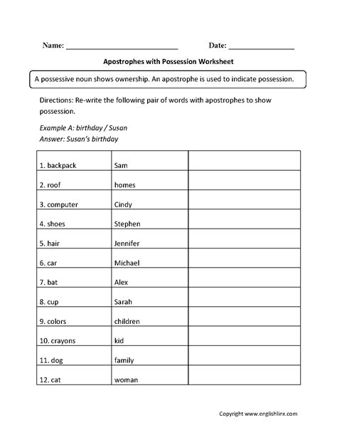 Apostrophes Worksheets