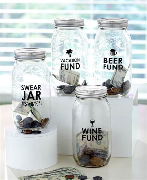 Glass Money-Saving Jars | New home low budget | Savings jar, Money jars ...