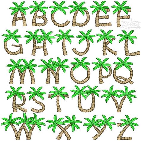 Palm Tree Embroidery Font | Hand lettering alphabet, Hand lettering tutorial, Lettering tutorial