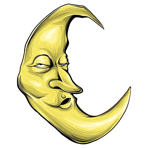 Cartoon Crescent Moon With Face Vector Illustration Digital Art by Dean Zangirolami - Fine Art ...