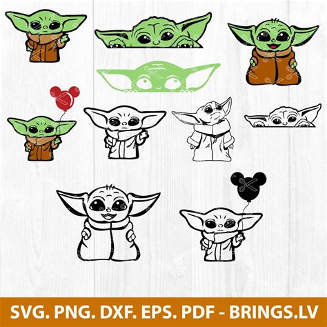 Software & Clipart pdf png Baby Yoda SVG Bundle Baby Yoda SVG Star Wars svg jpg dxf eps ai ...