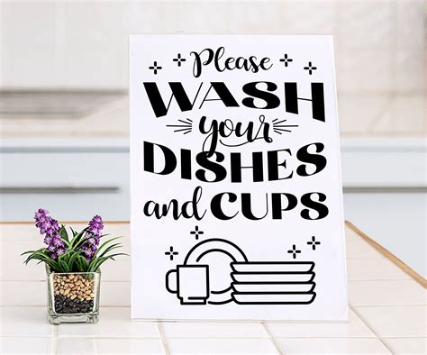 Clean Your Dishes and Cups Printable Sign / INSTANT DOWNLOAD | Etsy UK