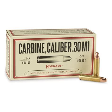 Hornady Custom, .30 Carbine, FMJ, 110 Grain, 50 rounds - 662931, .30 M1 Carbine Ammo at ...