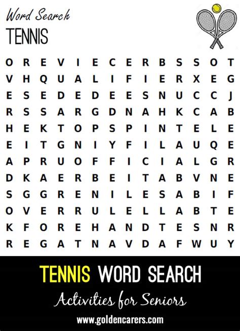 Tennis Word Search