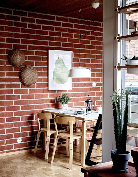 The Finnish House with Red Brick Walls Bedroom