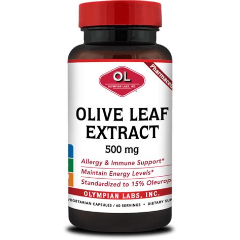 Olympian Labs Olive Leaf Extract Vegetarian Capsules, 500 mg, 60 count ...