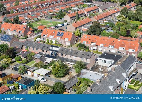 Aerial View Family Houses with Backyards in Emmeloord, the Netherlands ...