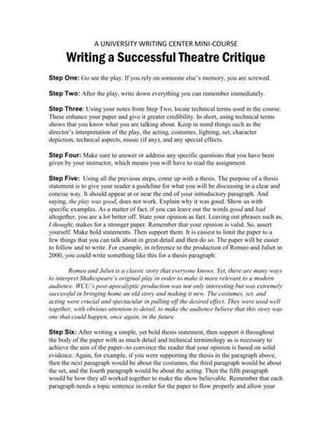 Writing a Successful Theatre Critic