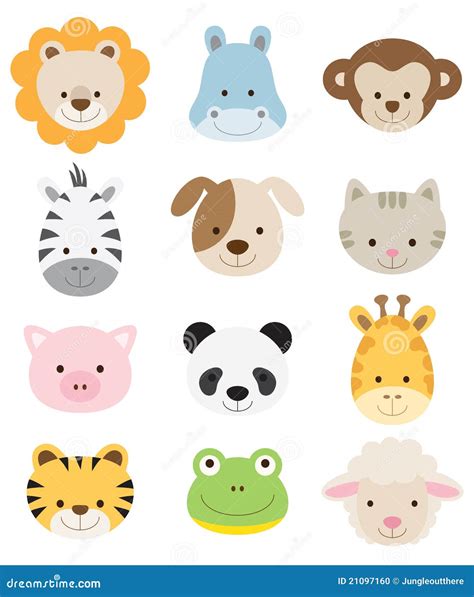 Baby Animal Faces stock vector. Image of illustration - 21097160