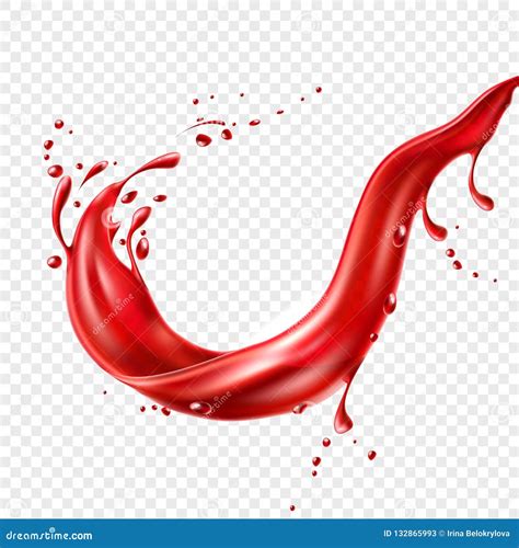 Vector Realistic Red Tomato Juice Splash Paint Stock Vector - Illustration of isolated, paradise ...