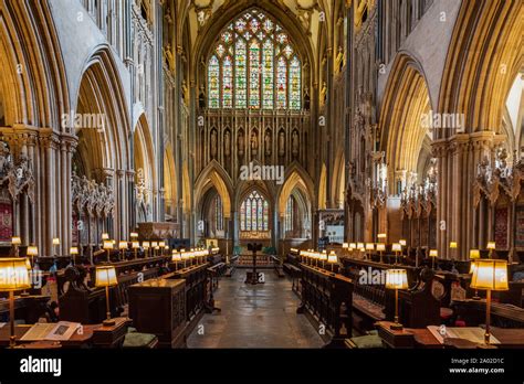 Wells Cathedral Interior. Wells Cathedral in Wells Somerset was built between 1176 and 1450 ...