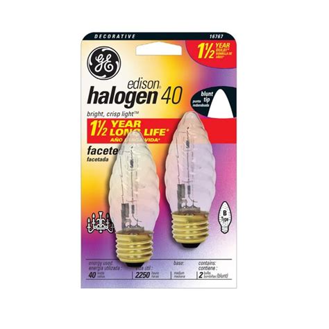 GE B Dimmable Bright White Decorative Halogen Light Bulb (2-Pack) at ...