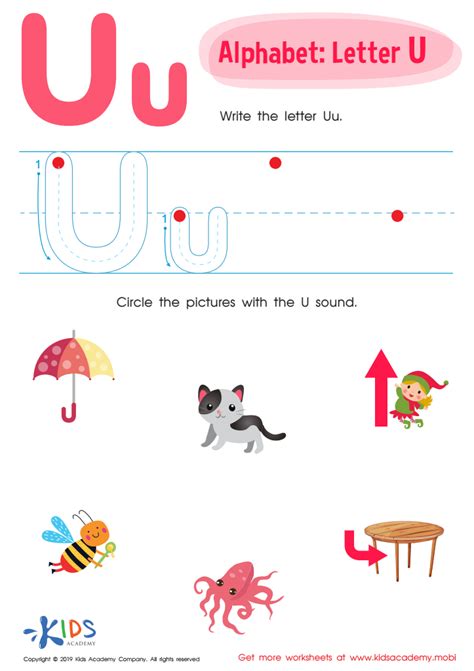 Free Online Letter U Worksheets for Preschool