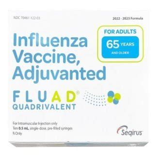 Fluad Seqirus Flu Vaccine 2021-2022 65 Years+ 70461-0122-03