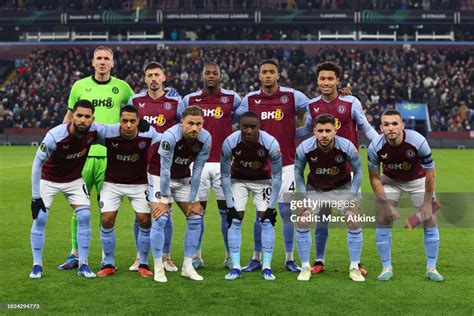 The Aston Villa starting lineup during the UEFA Europa Conference ...