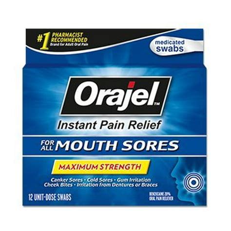 Orajel Medicated Mouth Sore Swabs, Maximum Strength, 12 ct(887993) By Church Dwight - Walmart ...