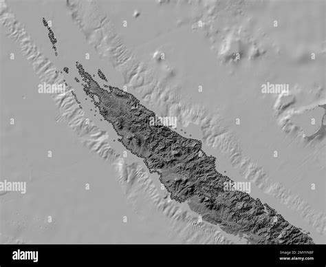 Nord, province of New Caledonia. Bilevel elevation map with lakes and rivers Stock Photo - Alamy