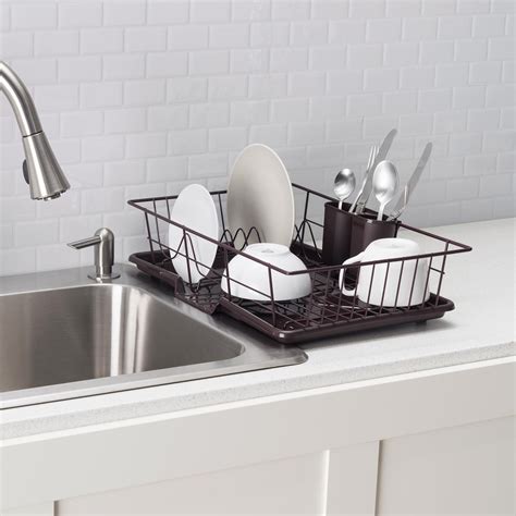 3 Piece Rust-Resistant Vinyl Dish Drainer with Self-Draining Drip Tray ...