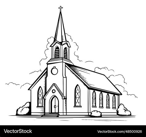 Old church sketch hand drawn Royalty Free Vector Image