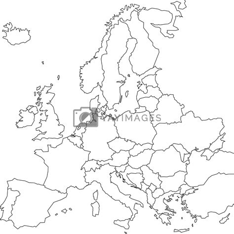 Blank Black And White Map Of Europe