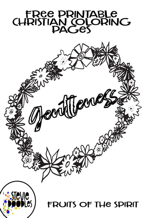 GENTLENESS - Fruits Of The Spirit Free Coloring Page With Flowers — Stevie Doodles Free ...