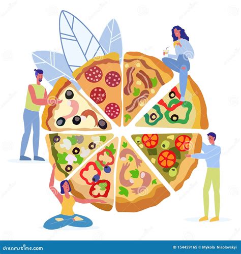 Friends Eating Pizza Flat Vector Illustration Stock Vector - Illustration of fast, cartoon ...