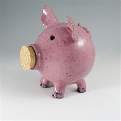 Pink Ceramic Piggy Bank,Unique Coin Bank,Pink Pottery Piggy Bank,Ready to Ship,Pink Pig ...