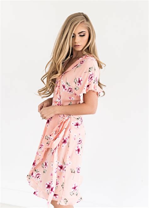 Magnolia Peach Floral Ruffle Dress-JessaKae, New Arrivals, Floral ...