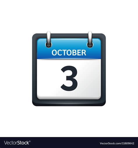 October 3 calendar icon flat Royalty Free Vector Image