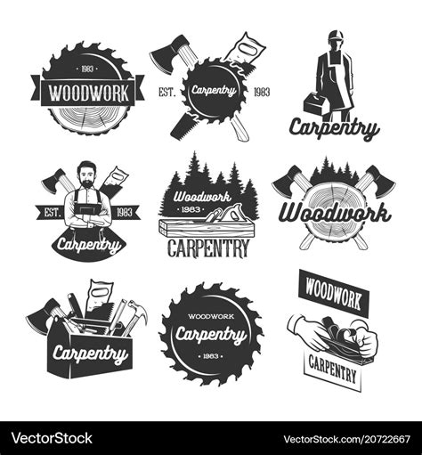 Set carpentry logo templates Royalty Free Vector Image