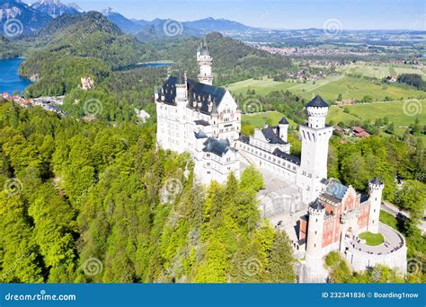 Schloss Neuschwanstein Castle Aerial View Architecture Alps Landscape Bavaria Germany Travel ...