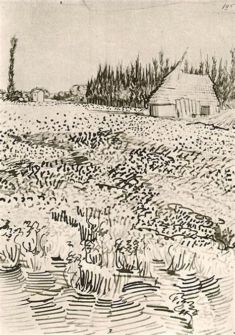 Vincent van Gogh - Landscape with Hut in the Camargue Van Gogh Drawings ...