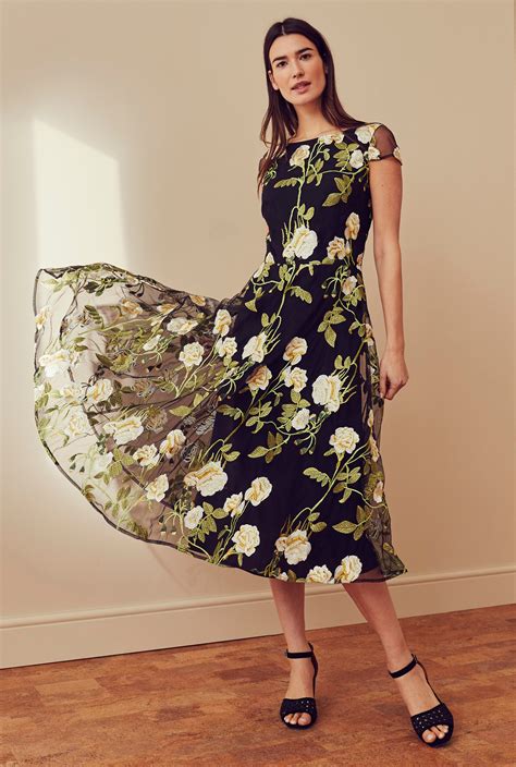 Black Floral Embroidered Occasion Dress | Long Tall Sally