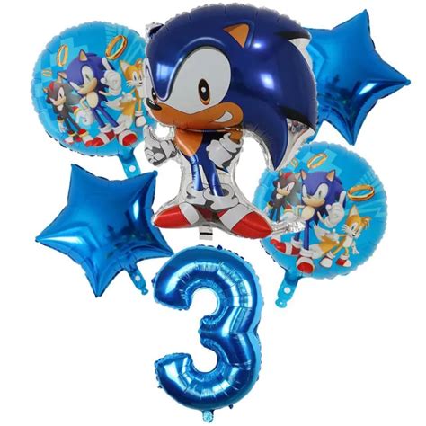 Sonic the Hedgehog image for boys and girls, batch 6 units of holiday balloons for birthday ...