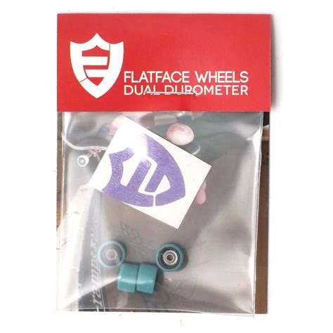 FlatFace Dual Durometer Bearing Wheels - Black/Turquoise - FlatFace Fingerboards